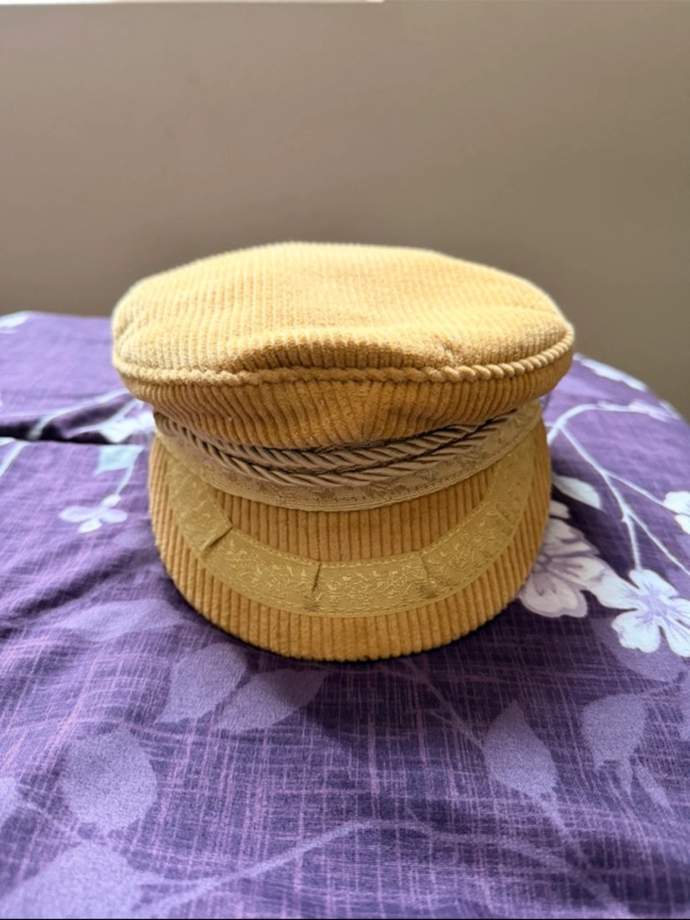 Brixton Corduroy Captain Cap in Mustard Yellow